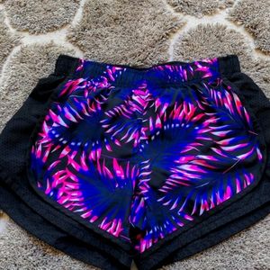 Athletic Works XS (0-2) Dri-fit workout Shorts Black with pink neon palm leaves